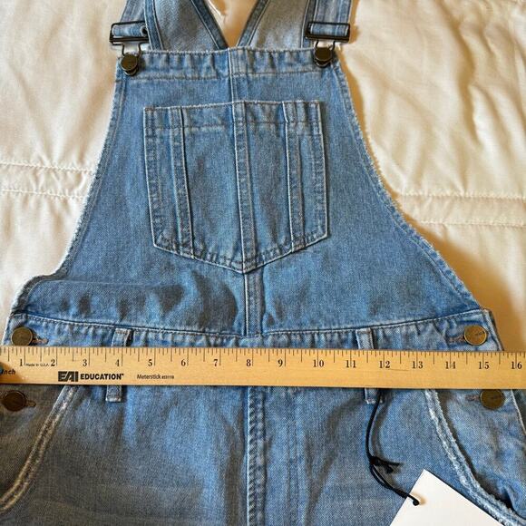 Mica Denim Boyfriend Overalls Medium Wash Distressed Skinny Leg Size Small - Picture 9 of 14